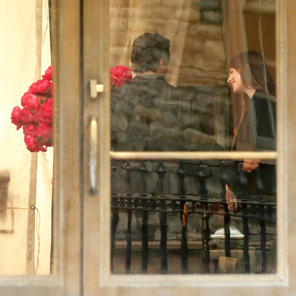 Pedro Pascal and Dakota Johnson on the set of 'Materialists' in New York City.