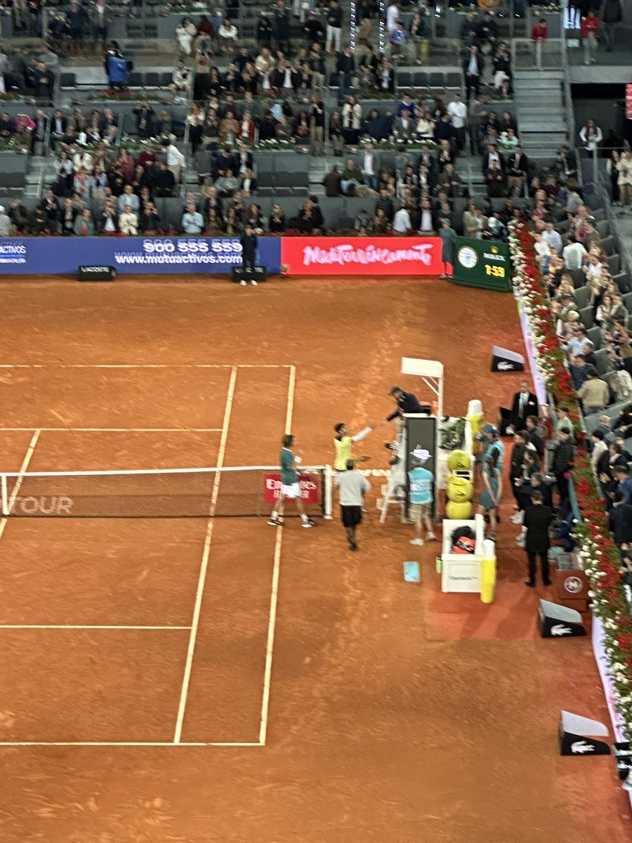 Audience in shock on Madrid with Alcaraz being outhit by Rublev, who played some match. Not necessarily an omen for Roland Garros, but Rublev will take that win anytime
