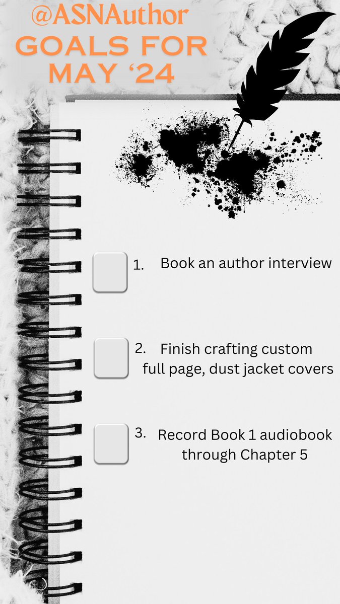 #mayday means time for my monthly goals. Traveling unfortunately prevents me from being too ambitious. Plus I need to complete the two I missed last month.

#AuthorsOfTwitter #AuthorLife #Authors #authorcommunity #authorlife #indieauthors #supportindieauthors #writerslift