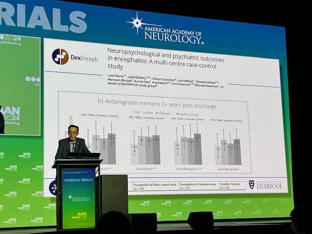 Excited to present DexEncep study results at American Academy of Neurology, Denver & meet @JosepDalmau1 and team to discuss Spain’s participation in the new Enceph-IG study. Details ➡️ cardiff.ac.uk/centre-for-tri… #AutoimmuneEncephalitis #Research #EncephIG @AANmember #AAN #AAN2024