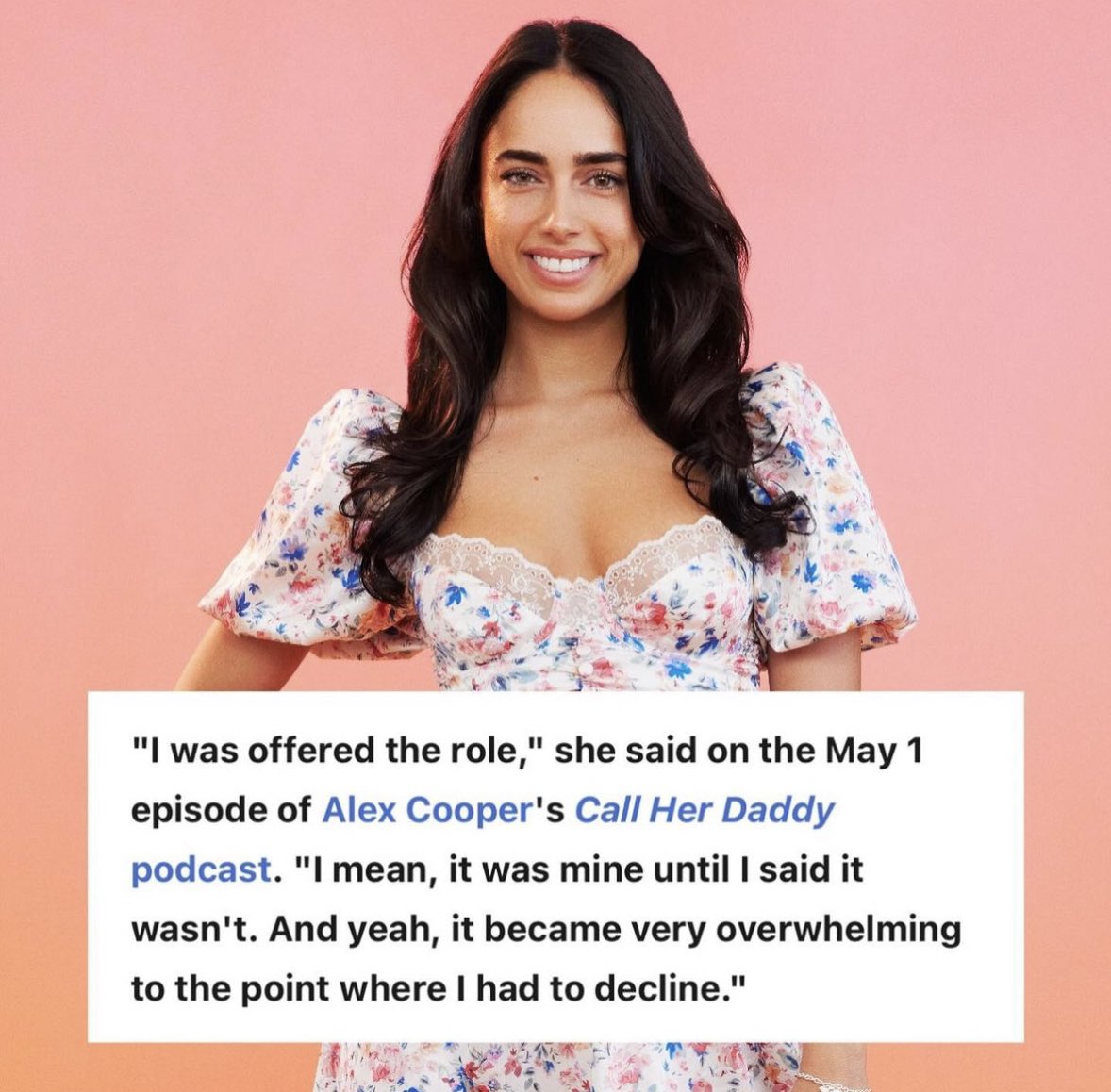 I think it’s pretty tacky how Maria is publicizing she was offered the Bachelorette role. How is that supposed to make Jenn feel that she was the 2nd or 3rd choice? We all knew that but maybe don’t go on one of the most popular podcasts in the world & blab about it

#TheBachelor