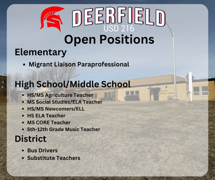 We are Hiring! Click the link below to apply! skyward.iscorp.com/DeerfieldUSD21… #InTheArena #Spartans216