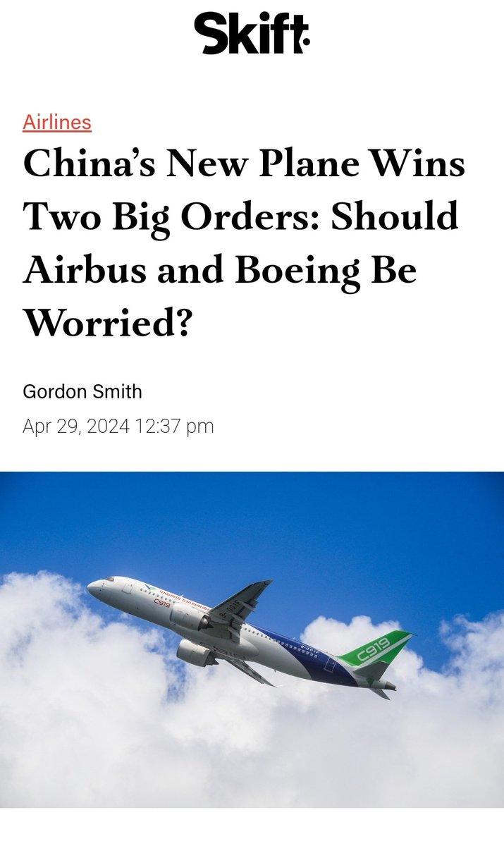 On March 13th, I disclosed that one of the main reasons behind Boeing's dismantling was its decision to step aside for the emergence of COMAC, the new jetliner producer backed by the Chinese Communist Party. Both @ConceptualJames and I took quite a bit of deceptive heat for…