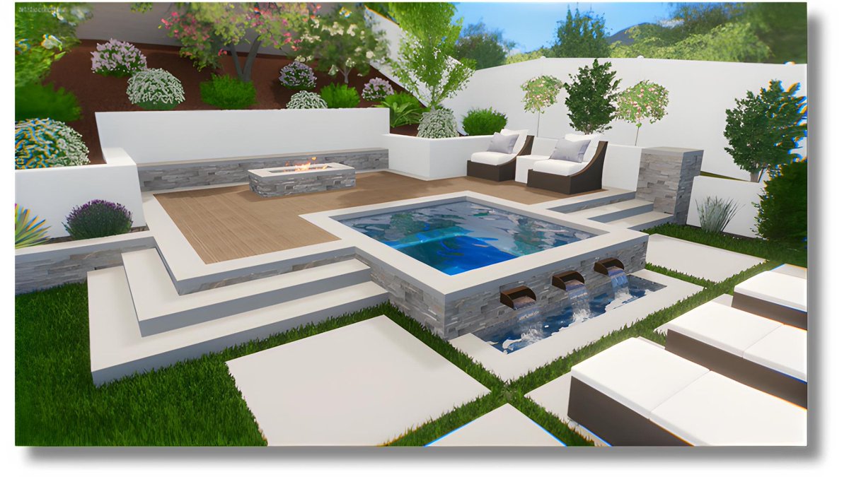 Incorporating a spa into some landscaping can turn your backyard into a personal oasis!   #landscapedesign #pooldesign #structurestudios #hardscapedesign #plantplans #yardideas