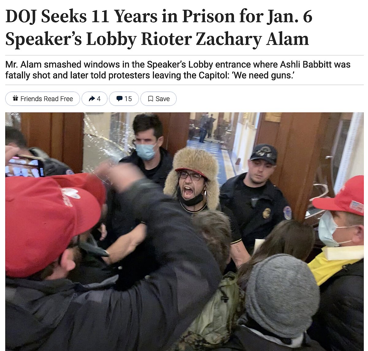 Prosecutors seek one of the longest #Jan6 sentences for Speaker's Lobby rioter: theepochtimes.com/us/doj-seeks-1…