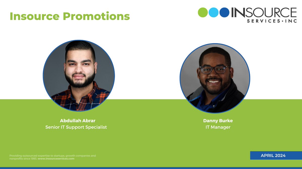 Congratulations to our Insource team members on their recent April promotions! #IT #tech #itsupport #ITmanager #promotions #kudos #waytogo