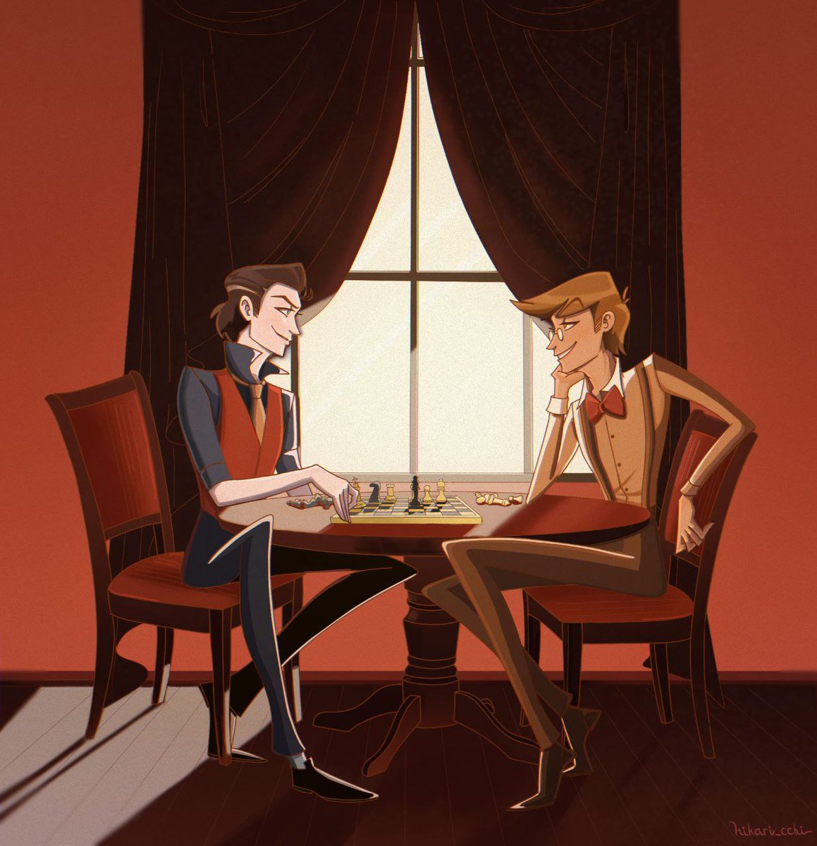 Just two old pals playing chess
#humanization #vox #alastor #RadioStatic #HazbinHotel