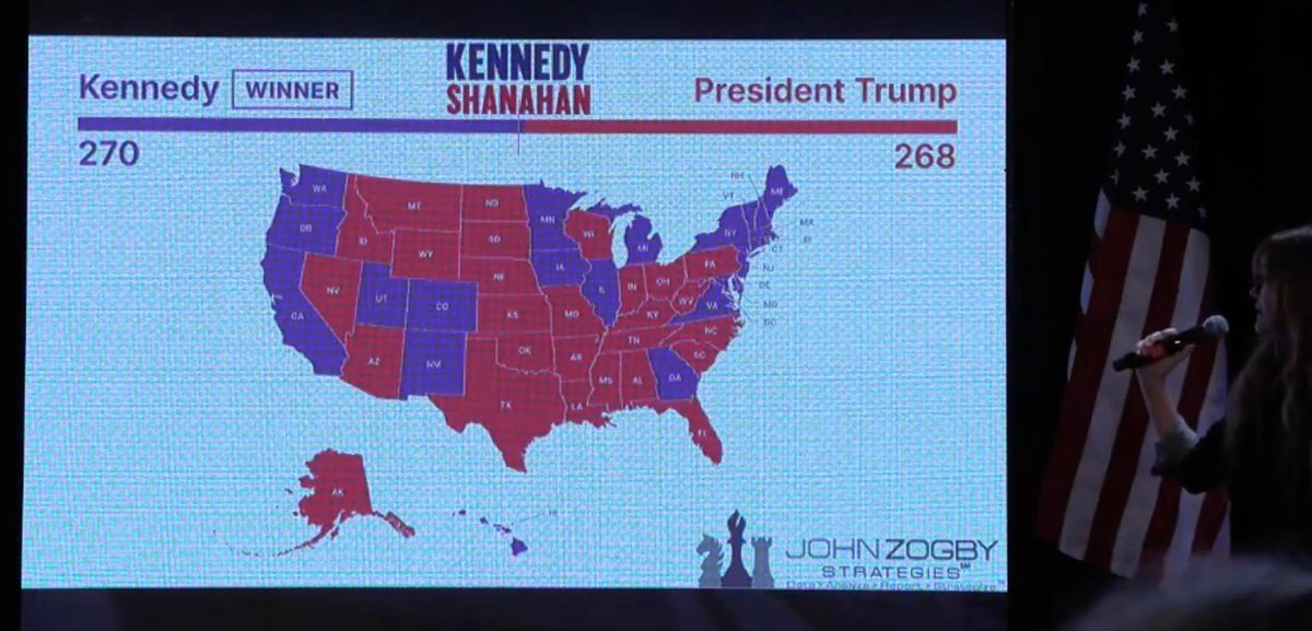 This afternoon he held a wild press conference claiming he won't be a spoiler, but they presented a deeply flawed powerpoint presentation with insane electoral maps that imagine RFK beating Trump in a one on one match up, by two electoral votes...