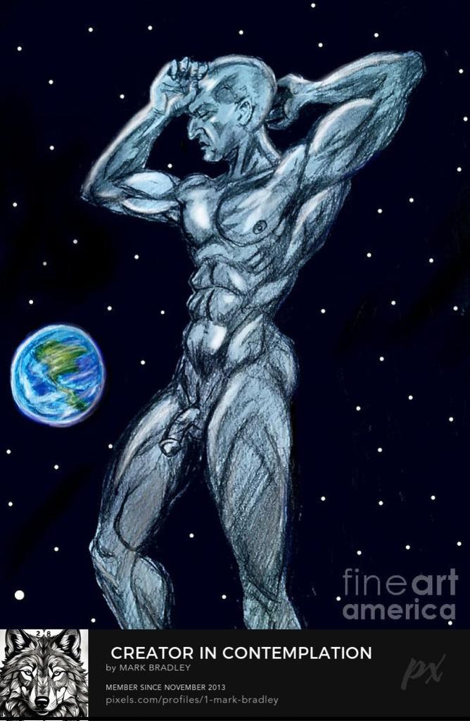 1-mark-bradley.pixels.com/featured/creat… #figure #malefigure #figuredrawing #figurativeart #artforsale #outerspace #space #muscularmale #Earth #blackandwhiteart #theDivinemasculine #artwork