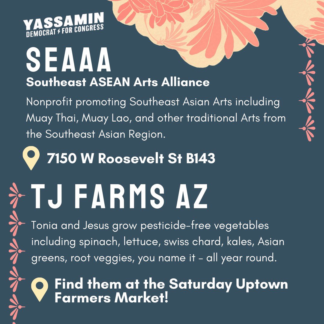 Today is the first day of Asian American and Pacific Islander Heritage Month, and our team is highlighting the incredibly creative and diverse #AAPI voices that make #AZ03 so special. 

Check out our spotlight of small business within the district and go support one today!