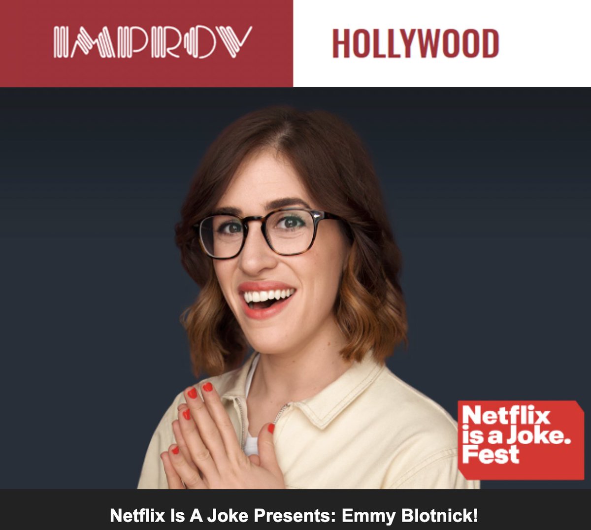 Los Angeles! I'm doing a show for @netflixisajoke Fest on Saturday May 4! Get tickets here ➡️
netflixisajokefest.com/shows/emmy-blo…