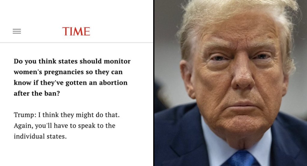 Donald Trump said that he would let states monitor pregnant women. He would allow state governments to monitor pregnant women and prosecute women who have abortions. That's the world he wants. We cannot let that happen.