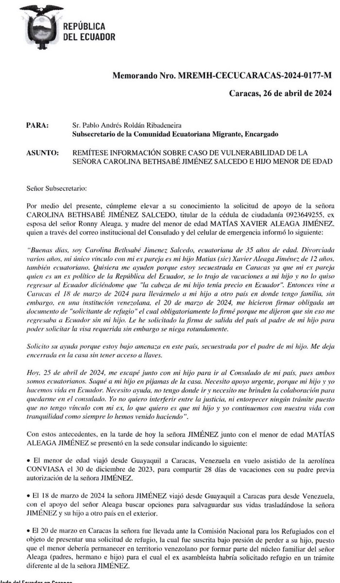 Ronny Aleaga se encuentra en Venezuela, su ex esposa lo acusa de secuestrar a su hijo, y ahora galán, como mismo es la nota hasta tu familia te tiene miedo, este es el tremendo asambleista que los correistas siguen defendiendo, pero tranquilos ya sale la secta de prófugos del…