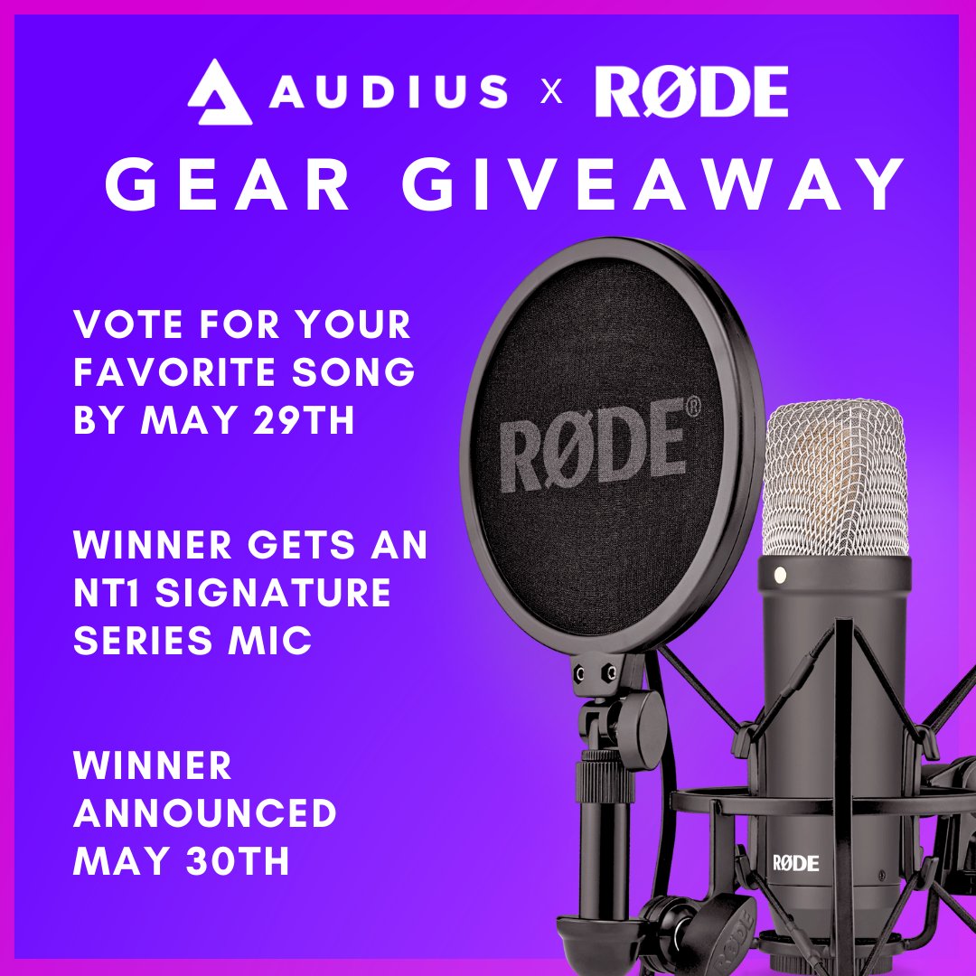 Track submissions for our gear giveaway with @rodemics have officially closed! Thanks for your entries 🙏 Vote for your favorite song by May 29th to decide who will win the the NT1 Signature Series Mic 🎤 The winner will be announced May 30th 🗓️ Vote: jld74bu6upi.typeform.com/to/mu8XZxpk?ty…