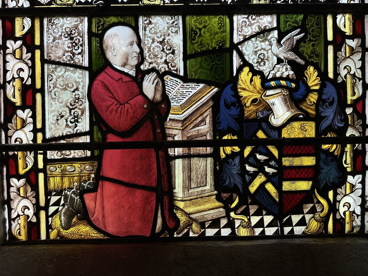 Four late Victorian portraits in stained glass at West Acre church, Norfolk. Church open daily.