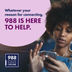 This #MentalHealthAwarenessMonth, remember that the #988Lifeline is here to support you. No matter what‘s on your mind or when you want to reach out. Connect with someone who is ready to listen and support you. Call or text 988 or chat at 988Lifeline.org.