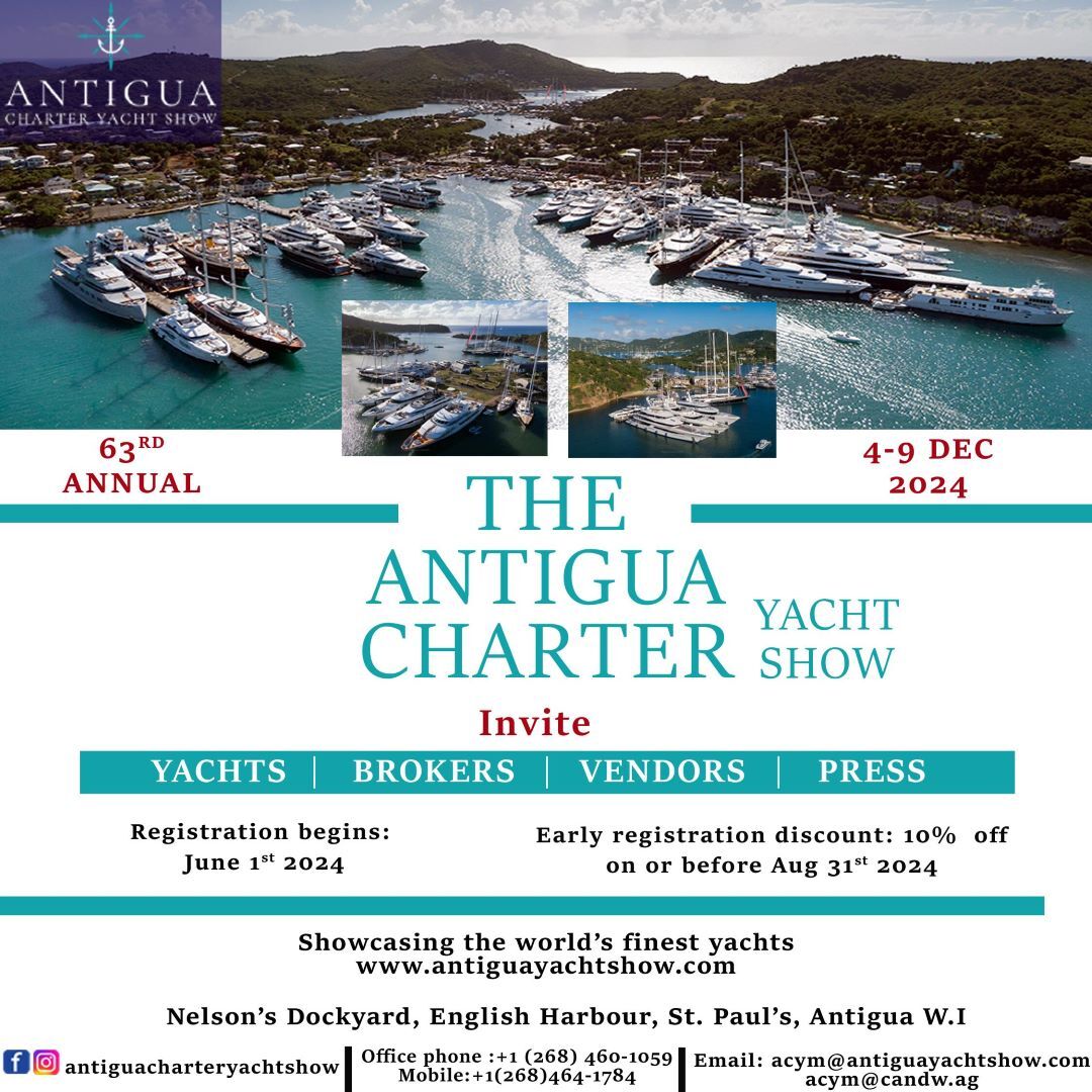 Just one month to go until registration for the 63rd Antigua Charter Yacht Show opens! Put the 1st June in your diaries and book your tickets to secure an earlybird discount of 10%! #registration #show #discount seren.to/RwnDh