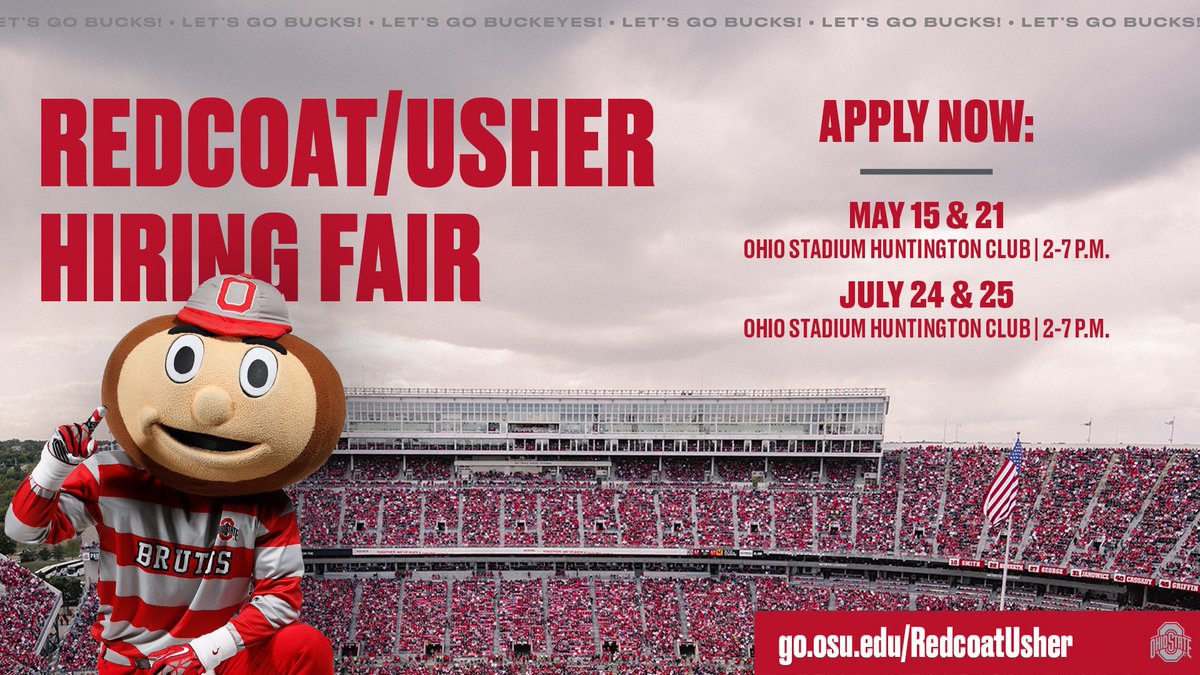 Red Coat / Usher Hiring Fair 🔴🌰 Interested? Hit the link below to fill out an interest form on our website ‼️ 📝go.osu.edu/RedcoatUsher