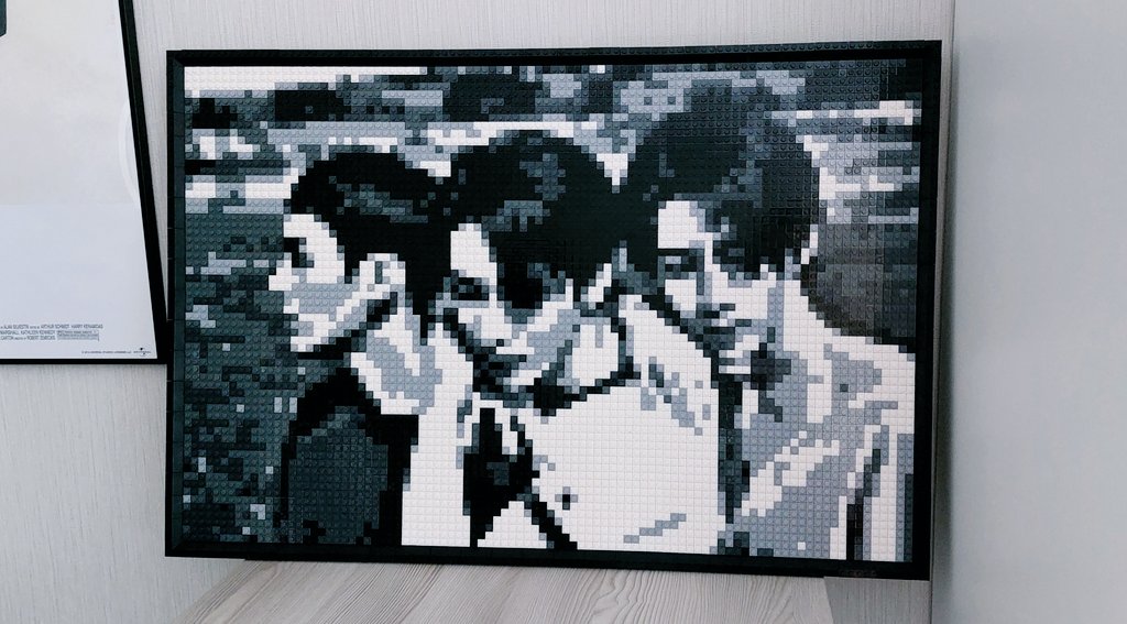 A few months ago I got this b/w mosaic puzzle which allows you to create any picture you want so I made this LoveMillNine pixel art 🩵