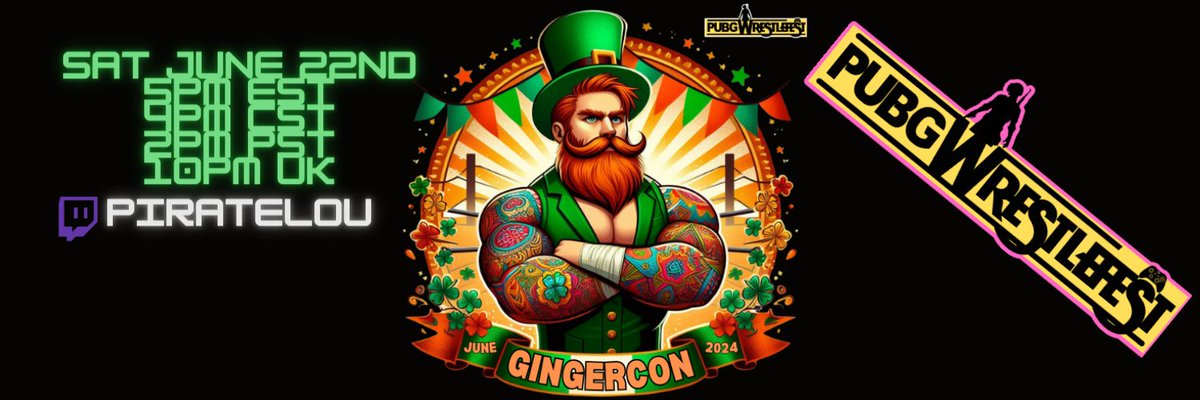 It's OFFICIAL!!!! The next #PUBG Wrestlefest edition will be on June 22nd, 2024! Special festivities for GingerCon! I have Sponsor slots available for Ring Apron, Mat and Announcement logos. Please DM me if interested. Helps me with design costs and hiring a special guest!