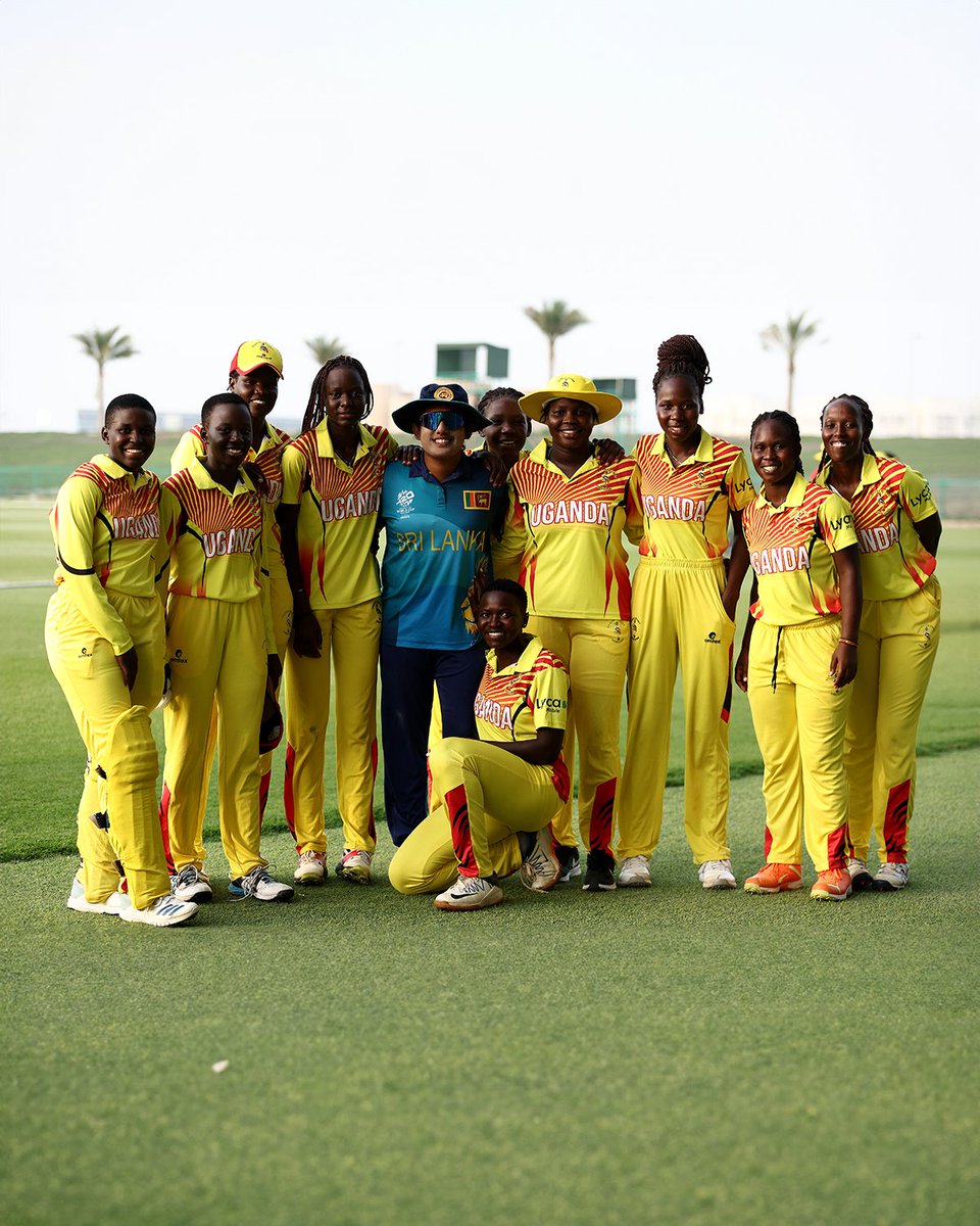 Some post-match camaraderie between Chamari Athapaththu and the Uganda players at the Women's #T20WorldCup Qualifier 2024 🤗