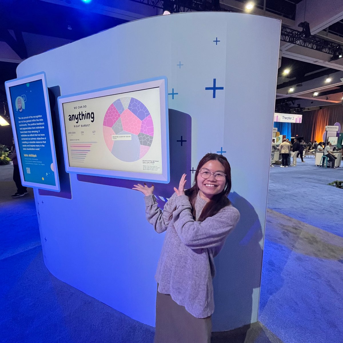 My Barbie viz is featured in the Tableau Public Viz Gallery at #tc24 #data24! It’s unreal to see something I made up on one of these screens. If you’re here in San Diego, check it out in the Data Village. 

#tableau #tableaupublic #barbie #datavisualization