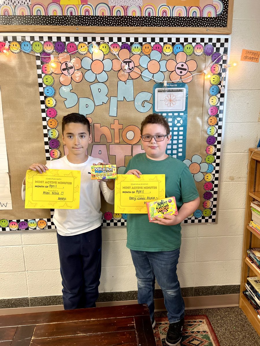 Congratulations to these two Ss, Allan and Benji, for winning the month of April’s “Time on Task” Edmentum challenge! Keep up the great work, Tigers! 🐯 @BirchcrestTiger #TeamBPS #bctigers #bpsne