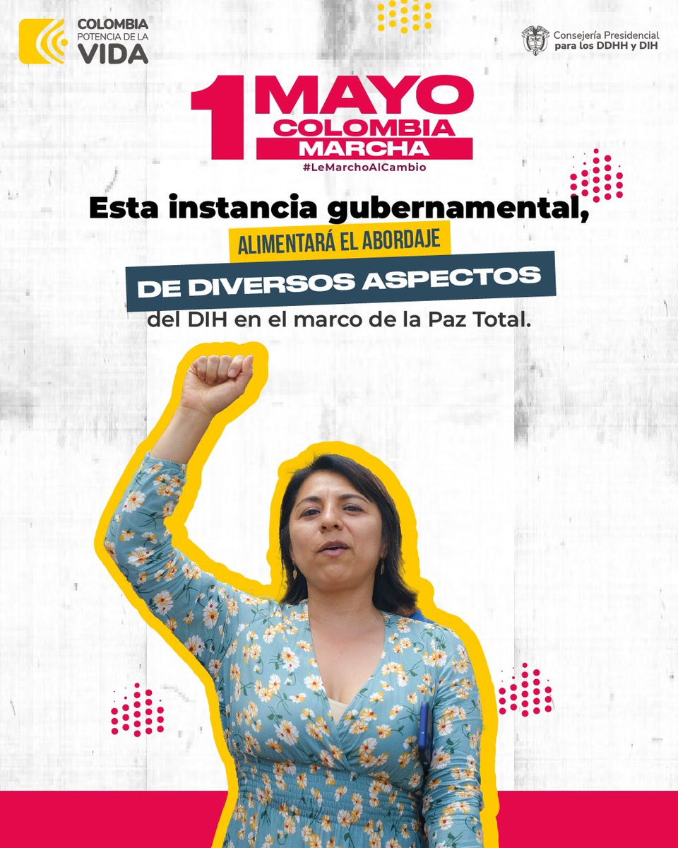 La @ConsejeriaDDHH junto con el @CancilleriaCol y el apoyo del @CICR_co avanzamos en la articulación interinstitucional para la creación de la Comisión Nacional de Derecho Internacional Humanitario, CONADIH. #LeMarchoAlCambio