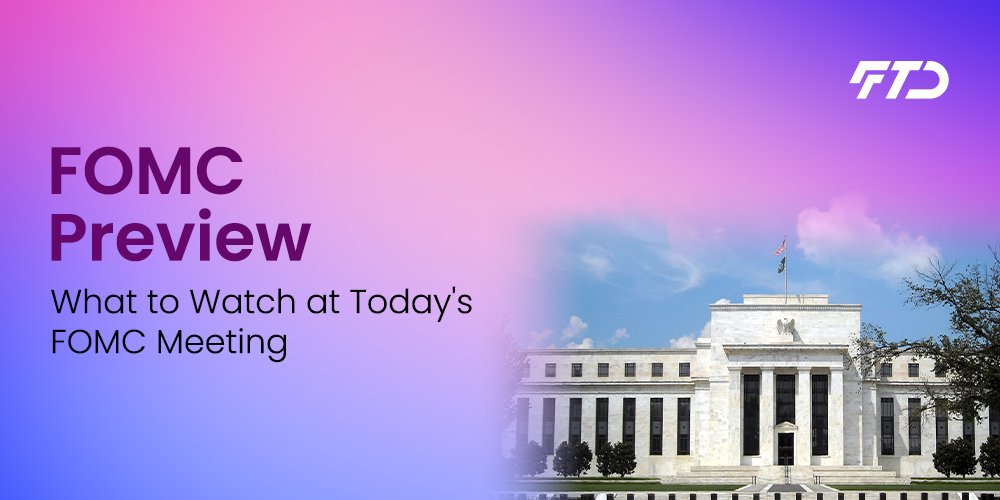 The #dollarindex is rising, gold is retreating alongside stocks, as markets brace for the #FOMC. Today, most traders and analysts expect a hawkish statement and/or a hawkish speech from Powell.  
 
Here are the key points to watch for in today’s FOMC:

▪ Inflation

▪ Rate Cuts…