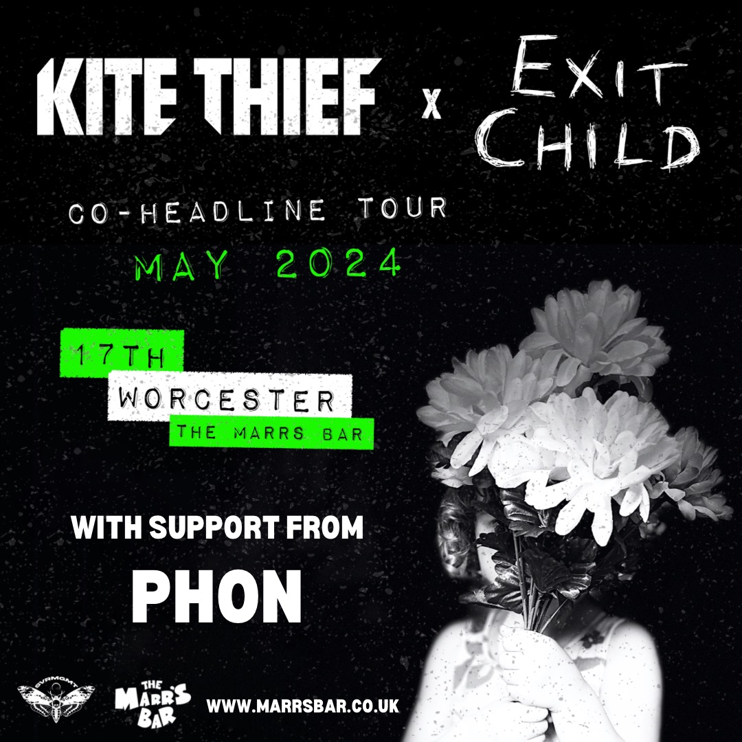 🎸✨ Don't miss the electrifying night with Exit Child & Kite Thief co-headlining at The Marr’s Bar, May 17th! Experience the revolution of sound and local support from Phon. Tickets & info: marrsbar.co.uk/events/exit-ch… #ExitChild #KiteThief #LiveMusic 🎤🎉