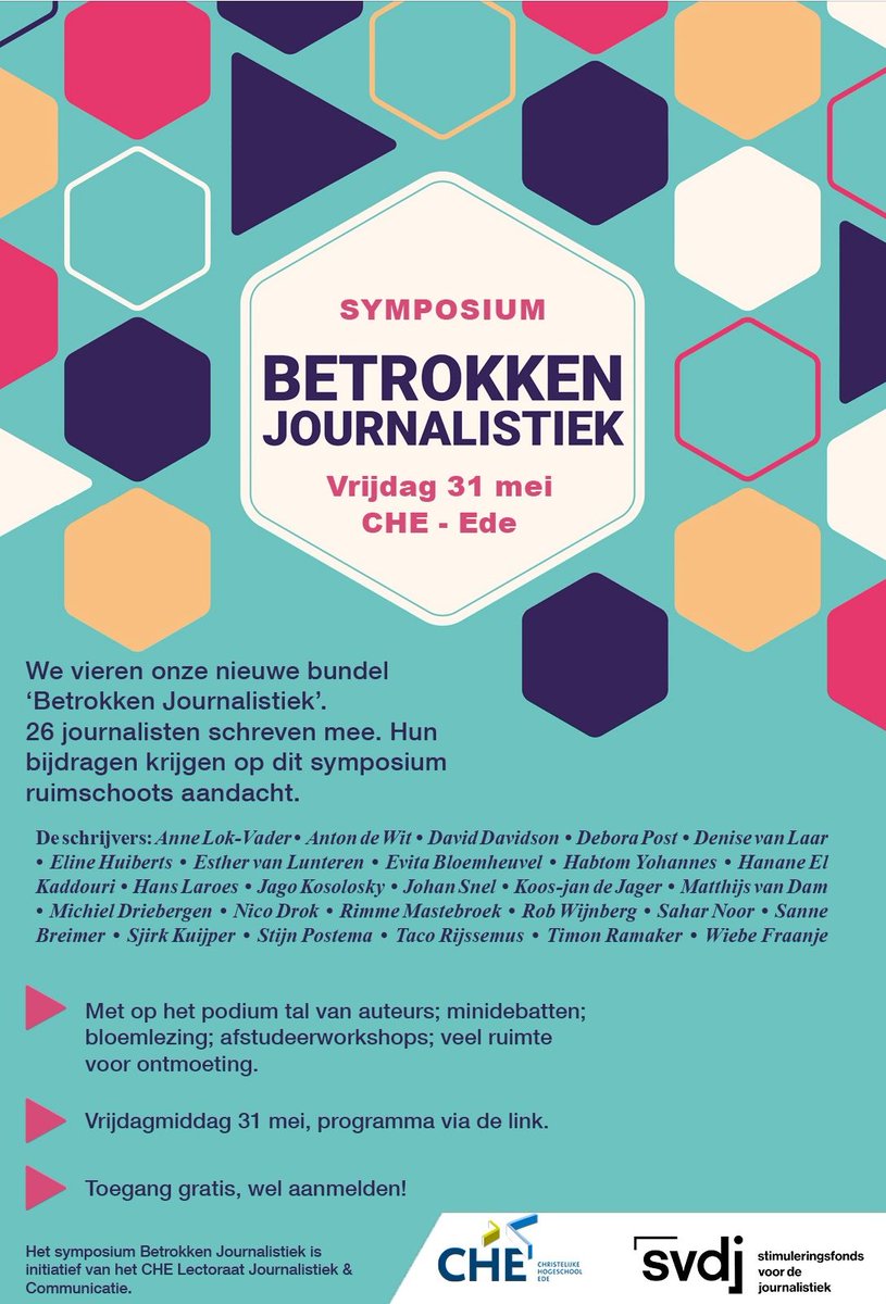 Vrijdagmiddag 31 mei, symposium &amp; boekpresentatie Betrokken journalistiek. Groots &amp; gratis, wel even aanmelden via deze link: lnkd.in/eA2-jHvD