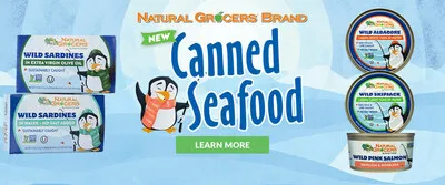 Dive into sustainability with #NaturalGrocers' new canned seafood! Enjoy wild-caught tuna, salmon, and sardinesalways affordable and eco-friendly.  #SustainableEating #HealthyChoices