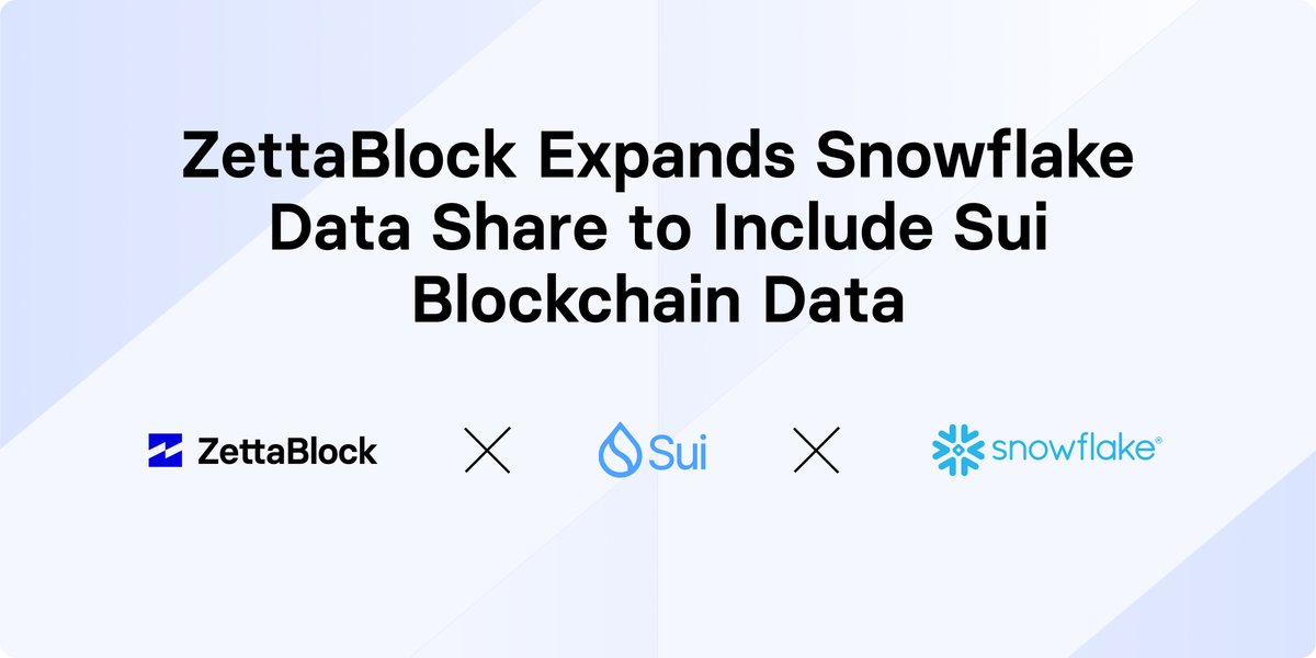 Devs! 👩‍💻 Unlock the power of the innovative @SuiNetwork blockchain with @ZettaBlockHQ's latest Snowflake Data Share.

Our integration provides seamless access to comprehensive #Sui datasets through @SnowflakeDB, including:

📂 Balance changes
🔐 Checkpoints
📣 Events
📝 Object…