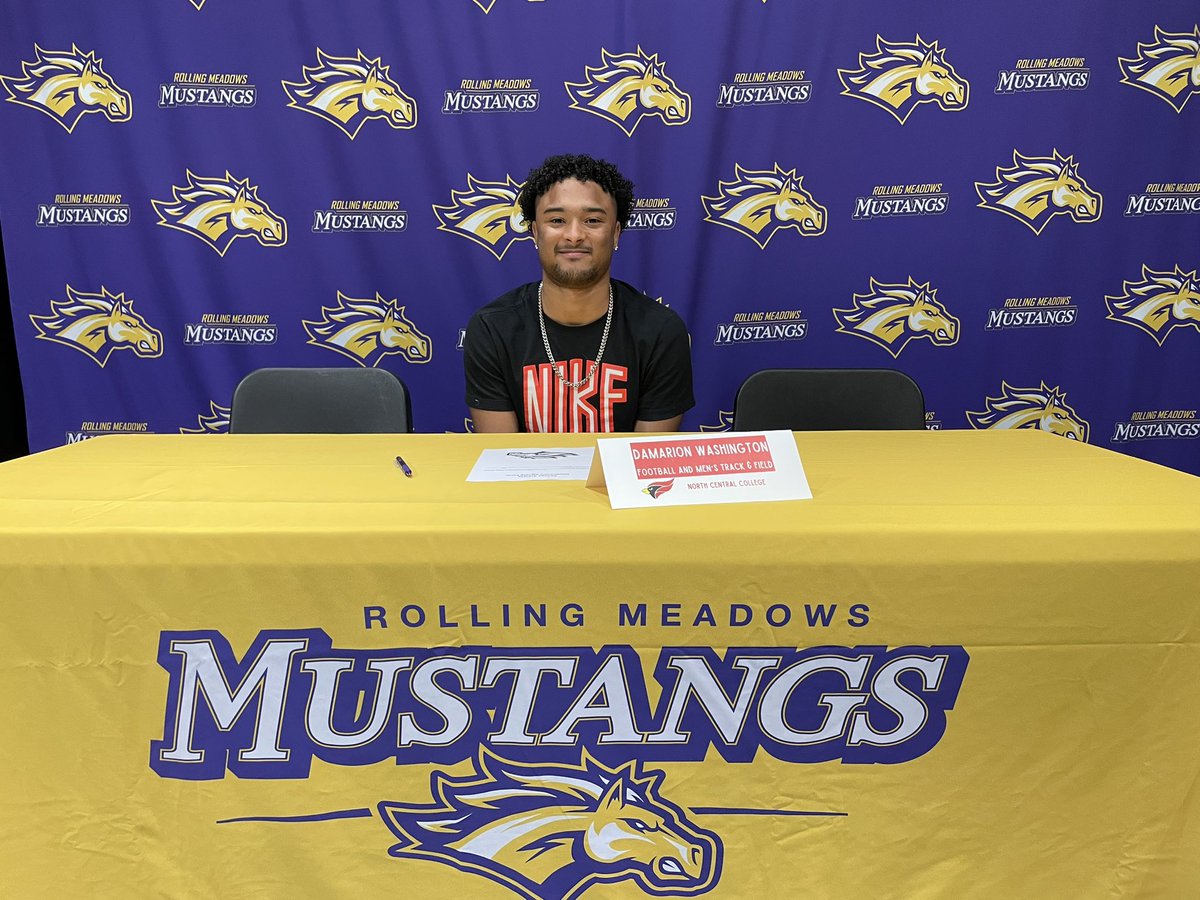 Congrats to @damarionwash committing to @northcentralcol for football and track. We are happy you were able to live out your childhood dream to play at the next level. #MustangPride