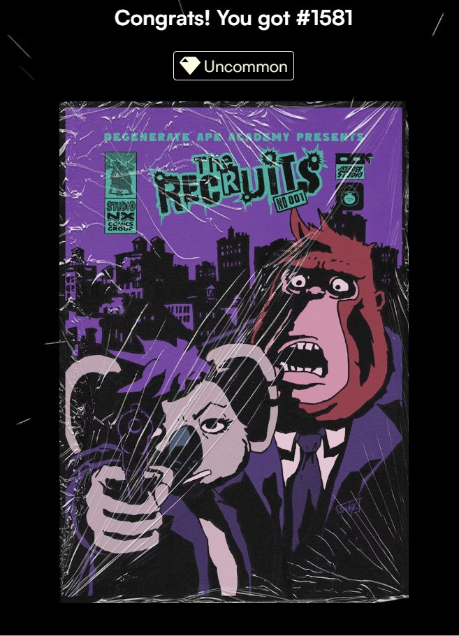 I just minted a Uncommon 'The Recruits: Issue 01' comic on @dReaderApp! 📚💎🤟 @DegenApeAcademy @metaplex