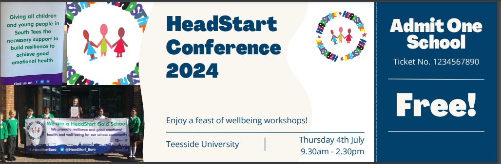 Who's excited for our upcoming HeadStart Conference? An amazing opportunity for all our HeadStarters to come together and take part in a range of wellbeing workshops. To all our HeadStart leads email Andy_Appleyard@middlesbrough.gov.uk to book your school's spot today!