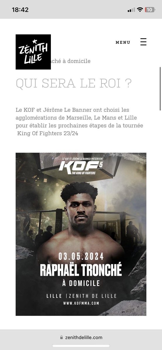 Je vend 2 places pour le kof au zénith de Lille en carré or !!!!! Prix à négocier