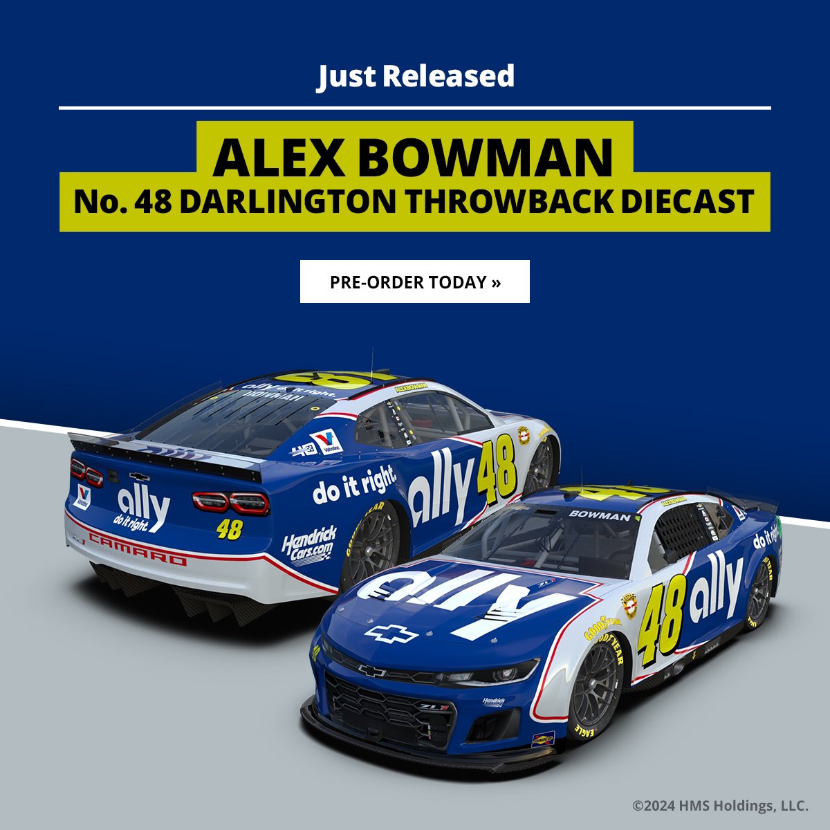 Long live the No. 48! Make sure to pick up your @Alex_Bowman Darlington #NASCARThrowback die-cast today: bit.ly/3Um5ztN