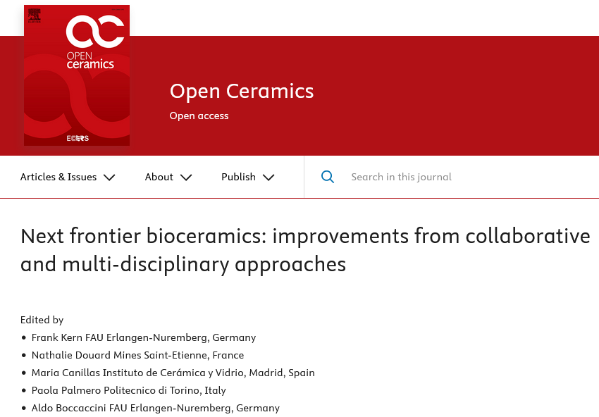 Happy to have co-edited the special issue 'Next frontier bioceramics' in #OpenCeramics with a group of top 🇪🇺guest editors, all members of the Board of the #Bioceramics Network of European #Ceramic Society #ECerS➡️sciencedirect.com/journal/open-c… It includes 19 #OpenAccess articles.