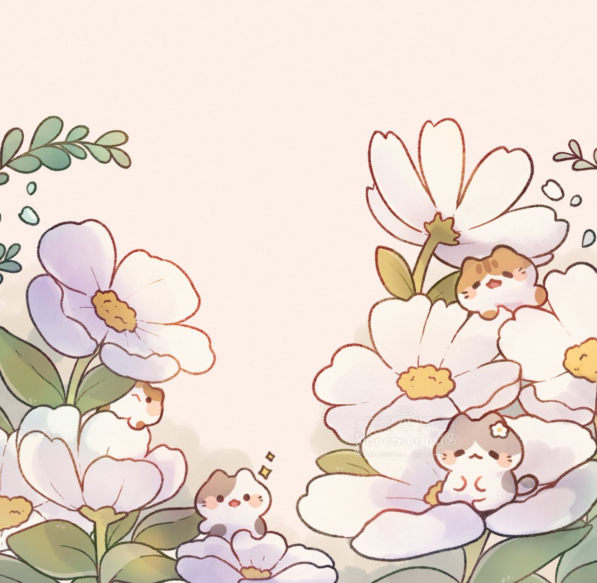 「A field of mini kittens  」|Chii🌻のイラスト