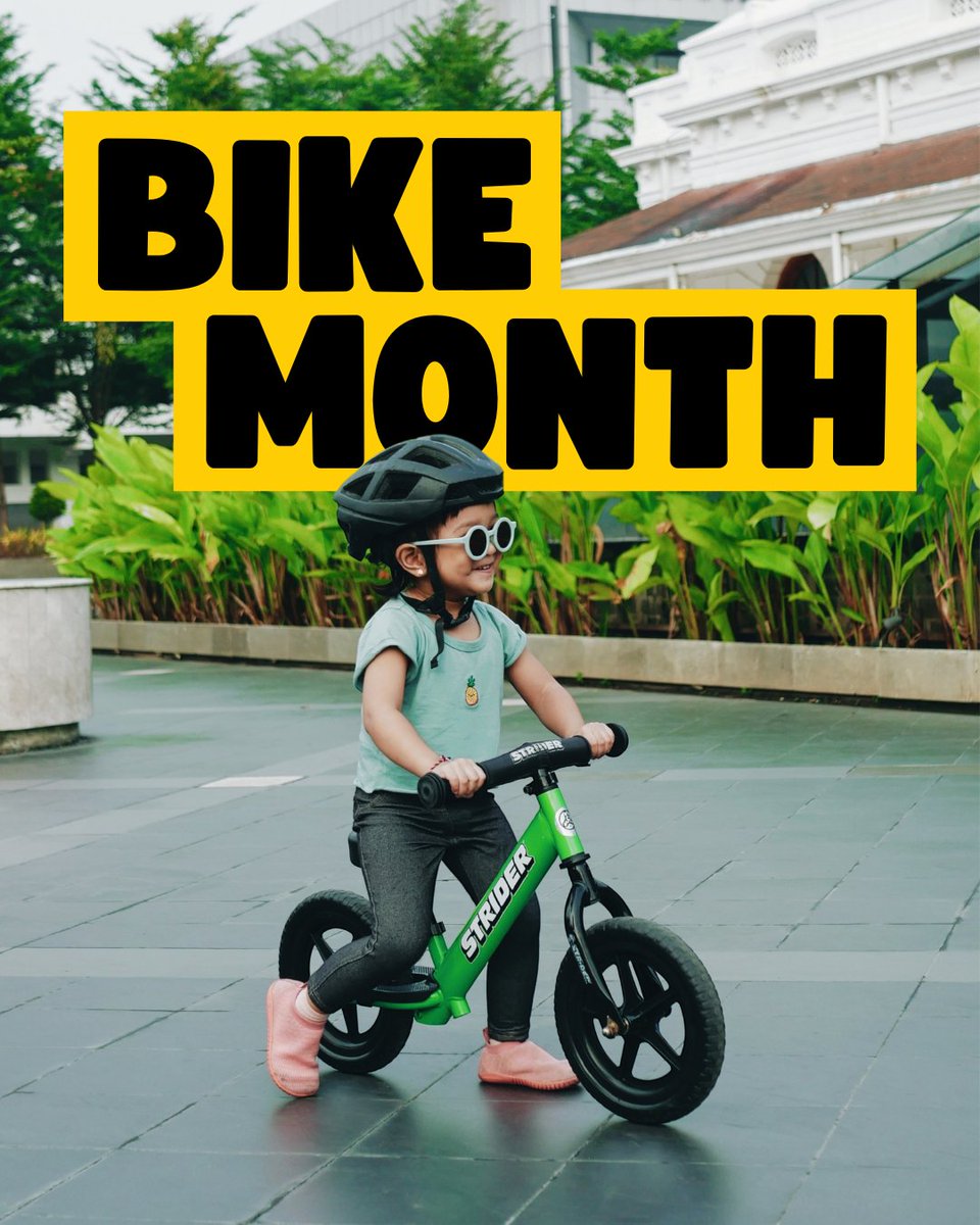 It's National Bike Month! 🌞 🌷 🕶️ Make memories, create smiles and spread the love for biking all month long. 💛 Where will your bike take you? #NationalBikeMonth #BikeMonth #StriderBikes #StrideOn