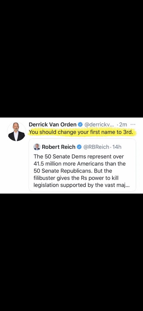 Never forget that sleazebag Derrick Van Orden, self proclaimed defender of Israel and the Jewish population, told Robert Reich, a highly respected Jewish man, to change his first name, to third.