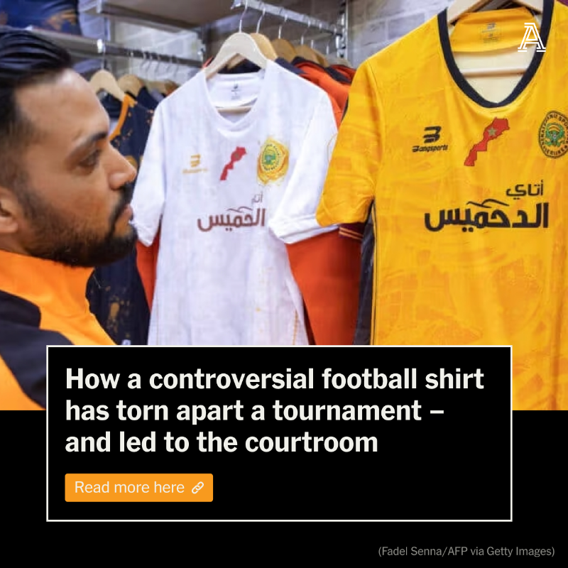 TheAthleticFC's tweet photo. This is the story of a controversial football shirt design that has torn apart a tournament.

It involves:

■ Border disputes
■ Kit being seized
■ Players sleeping in airports
■ Matches being cancelled
■ Dispute going to CAS

📝 @AdamLeventhal