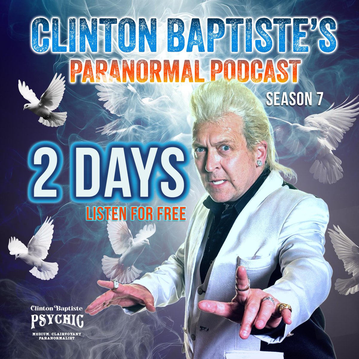 Only 2 days left until the big reveal! 🌟 Tune in to the new season of the Clinton Baptiste Paranormal Podcast on May the 3rd. Don't miss out on the mystique and mayhem! Listen for free at patreon.com/clintonbaptiste #3rdeye