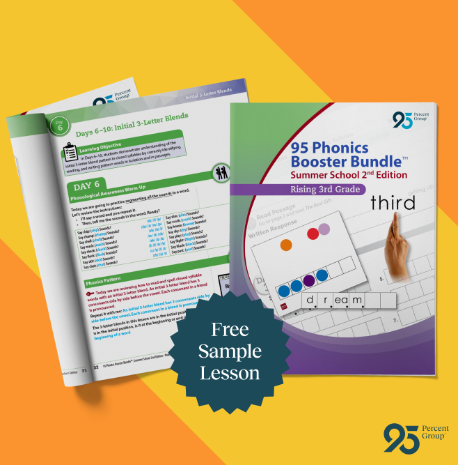 Kick back this summer because we've got your reading curriculum covered! 🏖️📚 Download your free sample lesson of our 95 Phonics Booster Bundle®: Summer School now. Learn more: 95pg.info/3WgORP4 #TeacherResources #ReadingTeacher #SummerSchool