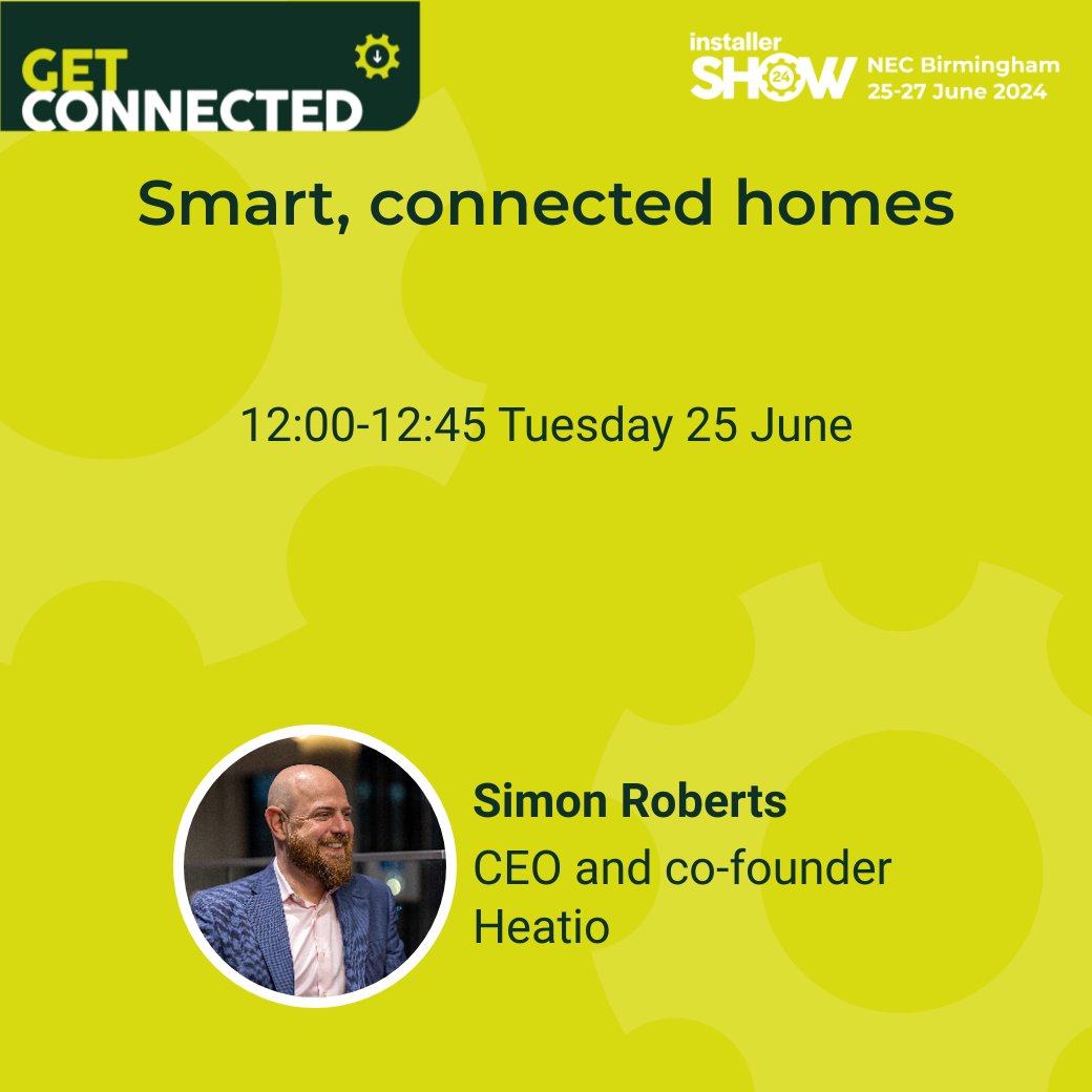 We are excited to share that our Co-Founder, Simon Roberts, will be speaking at the Get Connected theatre during the @InstallerSHOW this year! tinyurl.com/Installer-Show… #InstallerSHOW2024 #GetConnected #RenewableEnergy #SmartDevices #ConnectedHomes #SmartHomes #Installer