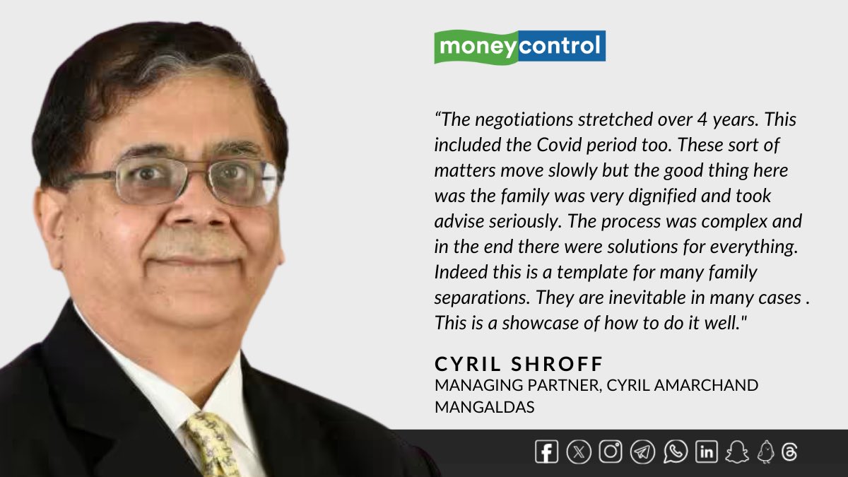 Zia Mody and Cyril Shroff, the top legal eagles behind the complex Godrej family business split, share their experience with Moneycontrol. Read on👇 moneycontrol.com/news/business/… @ashwinmohansays #GodrejGroup #LegalAdvisors #LegalAdvice