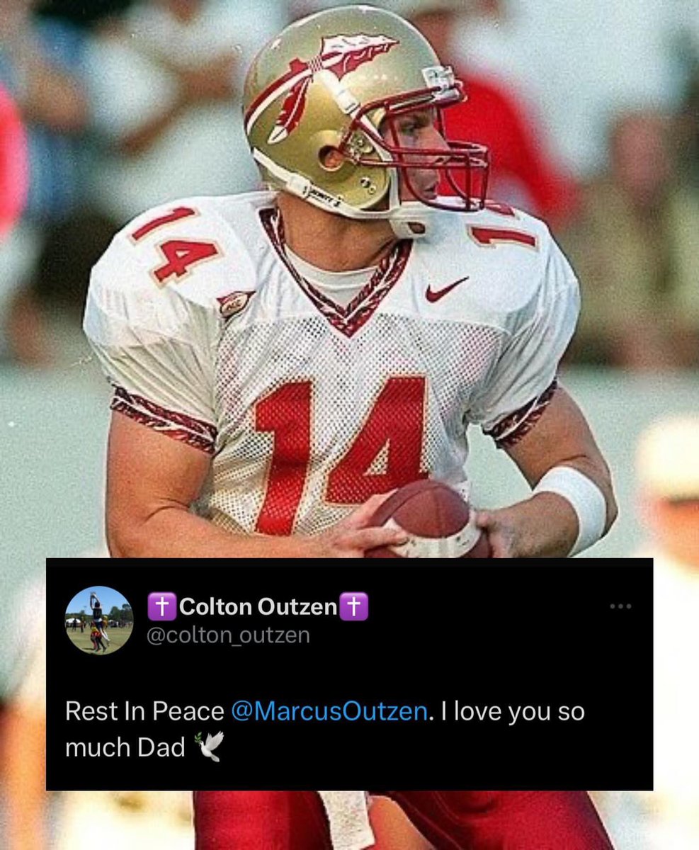 ICYMI: Former #FSU QB Marcus “Rooster” Outzen Has Passed Away Due To Complications With A Rare Immune Deficiency Disorder.🙏🕊️ The 6’2 220lbs Fort Walton Beach, FL Native Led #FSU To Wins Over Wake & UF & Helped Advance #FSU To The BCS Title Game. (📸: Getty Images) #OneTribe