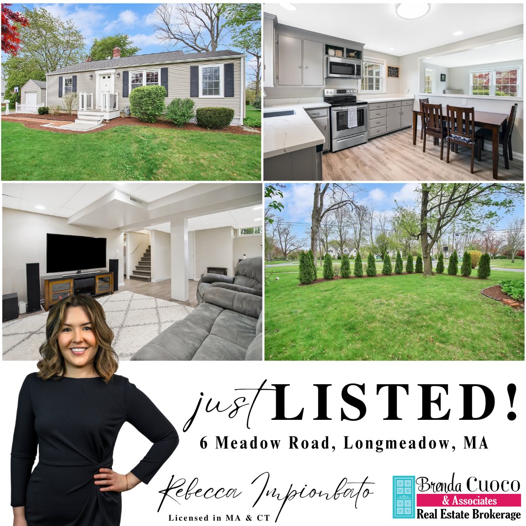 🗝️Just Listed & Upcoming Open House! 
📍6 Meadow Road, Longmeadow, MA 

🏡Join us at the Open House Saturday, 5/4 from 11:00 AM-12:30 PM with Madison Degnan & Yashira Quinones Rosario! Can‘t make the Open House? Call Rebecca Impionbato for more details! 413-896-8644📱