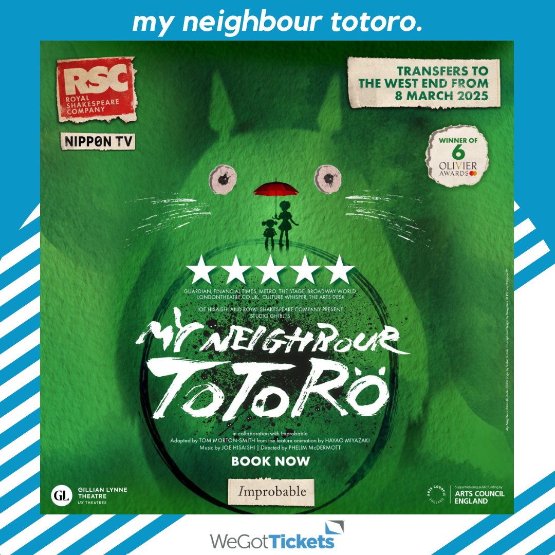 🚨 PRESALE NOW LIVE: Don't miss the theatrical event of 2025 as the record-breaking, award-winning My Neighbour Totoro transfers to London's West End. @totoro_show 🎟️ wegottickets.tixculture.com/london/shows/2…